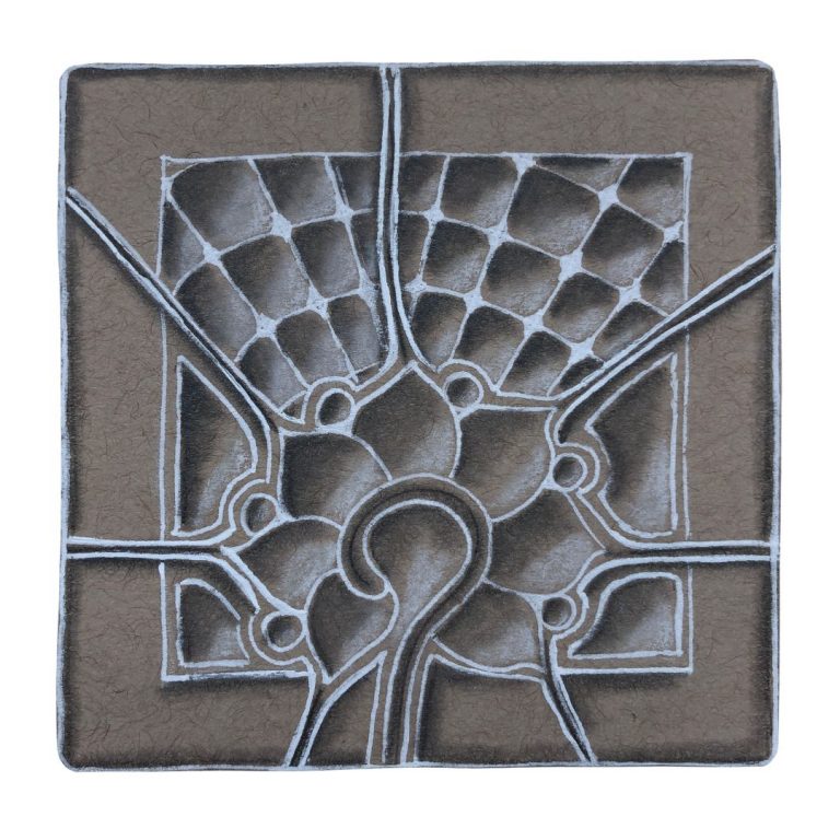Embossed-style Zentangle tile, displayed on the Welcome page of the Wee Crafty Crow website.