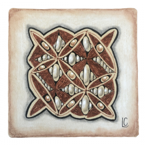 Zentangle tile created by Lisa Crow CZT in the Renaissance style, with brown ink and general sepia tones