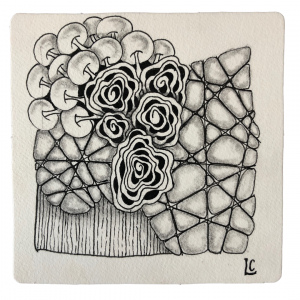 pokeroot and nzeppel tile as displayed on the What Is Zentangle? page of the Wee Crafty Crow website.